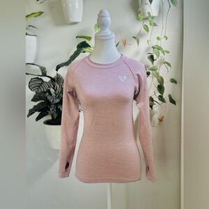 Women’s Best Blush Pink Long Sleeve Athletic Top Thumb Holes Size M